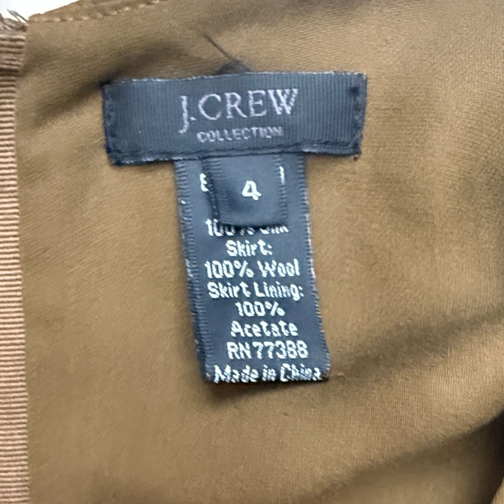 J. Crew Collection Olive Silk Long Sleeve Dress Wool Skirt - Picture 2 of 10